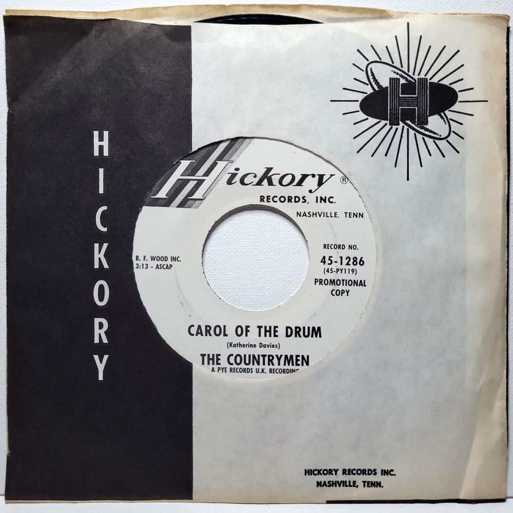 The Countrymen Vinyl 45 Promo Carol Of The Drum / Scarlet Ribbons M- Folk